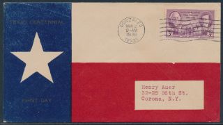 776 Mar 2,  1936 Fdc By 1st Casner Cachet " Texas Centennial " Gonzales,  Tx Bu3391