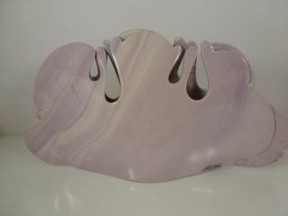 Vintage Mcm Carolyn Leung Abstract Art Pottery Vase Lavender Swirl