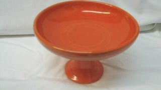 Old / Vintage Orange Red Fiesta Sweets Candy Compote Has Crazing Stamped Hlc