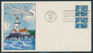 C52 7c Jet Airmail On Handpainted Fdc Cachet By W.  N.  Wright Bv1938