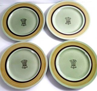 Franciscan Discovery Emerald Isle Plates Dinner Set Of 4 Green Brown 10 1/4 Vtg