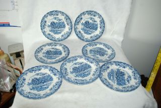 Johnson Brothers Coaching Scenes Blue Bread Plates Set Of 7