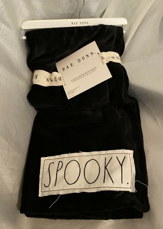 Rae Dunn “spooky” Black Plush Blanket/throw 50 X 60 Halloween