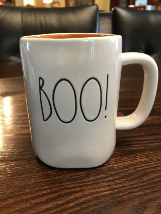 Rae Dunn Boo Halloween White Mug Cup With Orange Interior 2019
