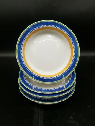 Set Of 4 Dansk Kobenhavn Soup Bowls,  With Tags Bistro,  Blue & Yellow