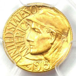 1915 - S Panama Pacific Gold Dollar G$1 Pan - Pac - Certified Pcgs Ms64 (bu Unc)