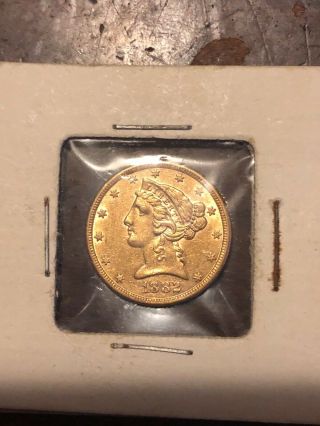 1882 Liberty Head (coronet) $5 Gold Half Eagle Coin Great Detail