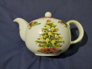 Royal Albert Old Country Roses Holiday Classic Christmas Teapot 1998