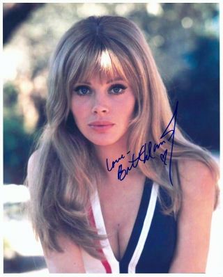 Britt Ekland Hand - Signed Busty Young 8x10 Closeup Authentic W/ Sexy Cleavage