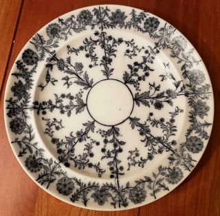 1800s Wt Copeland Spode Delhi Gray Indigo Blue Dinner Plate (s)