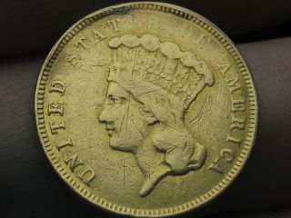 1854 - O $3 Gold Indian Princess Three Dollar Coin - Rare Orleans