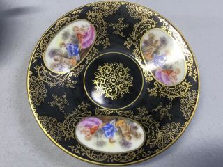 Lefton china wk913AD Footed Cup & Saucer Courting Couple Black Gold Edge 3