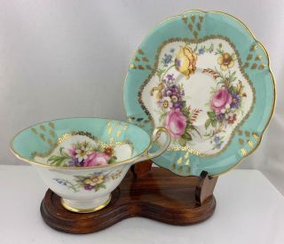 Eb Foley England Bone China Tea Cup And Saucer Pattern 3169 Floral Blue