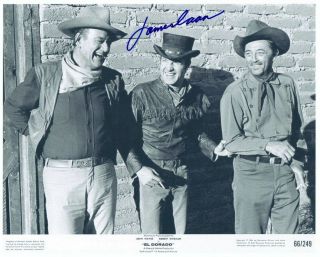James Caan Signed El Dorado 8x10 W/ John Wayne Robert Mitchum On - Set Candid