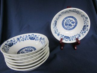 Set Of 7 Vintage Blue & White Japan Blue Danube Blue Onion China Cereal Bowls