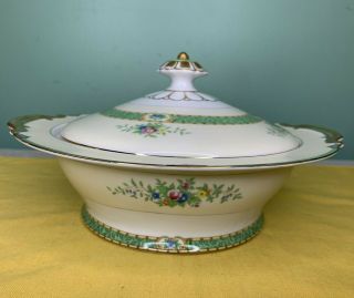 Vintage Noritake Leandro Round Covered Vegetable Casserole Dish Green Floral