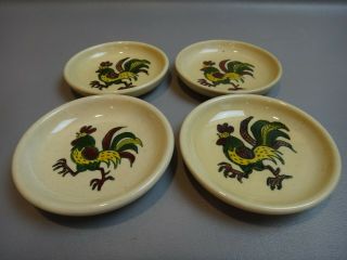 Rare Set Of 4 Metlox Poppytrail Provincial Rooster Coasters