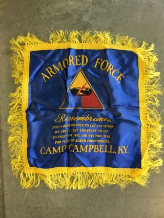 Vintage Armored Forces 12th Infantry Camp Campbell Kentucky Flag Banner Rare