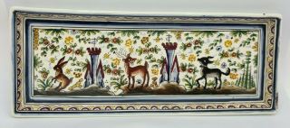 Ceramica De Coimbra Portugal Xvii Hand Painted Serving Cheese Tray