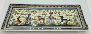 Ceramica de Coimbra Portugal XVII Hand Painted Serving Cheese Tray 2
