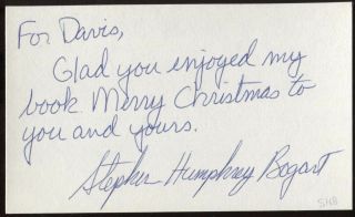 Stephen Humphrey Bogart Signed Index Card Signature Autographed Auto