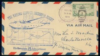 Mayfairstamps Us First Flight Cover 1939 Boeing Clipper Honolulu Pearl Harbor Ad