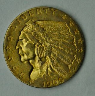 1909 - 2 1/2 Dollar Indian Gold Piece