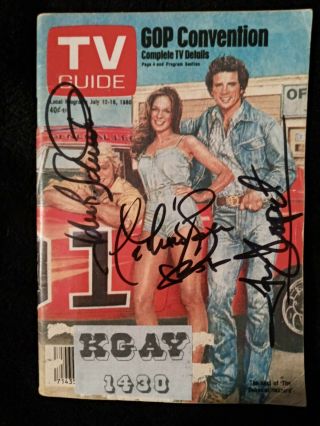 Dukes Of Hazzard Signed/autographed " Tv Guide " X 3 (bach,  Wopat,  Schneider)