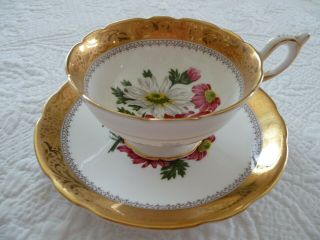 Foley Eb 1850 Fine Bone China Tea Cup And Saucer: Gold Trimmed Floral Pattern