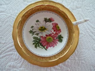 Foley EB 1850 Fine Bone China Tea Cup and Saucer: Gold Trimmed Floral Pattern 2
