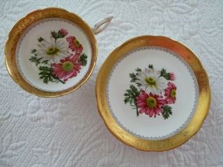 Foley EB 1850 Fine Bone China Tea Cup and Saucer: Gold Trimmed Floral Pattern 3