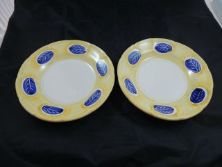 C.  V.  M.  F.  Ili Solimene Vietri Italy Individual Pasta Bowl Set Of 2 Yellow Blue