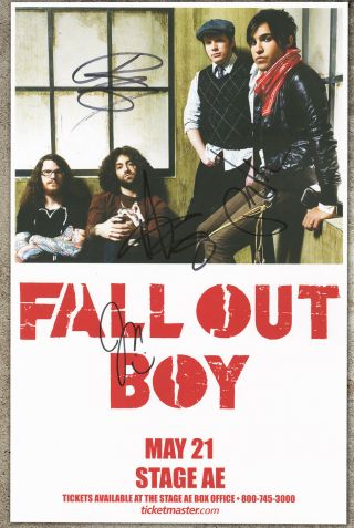 Fall Out Boy Autographed Live Show Gig Poster Patrick Stump,  Joe Trohman
