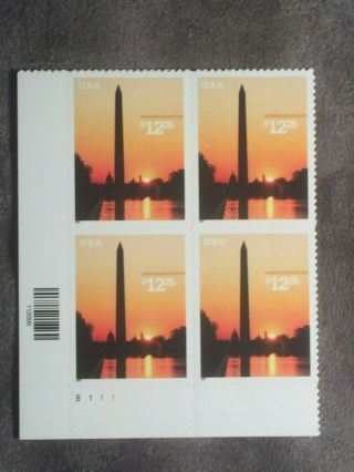 Scott Us 3473 2001 $12.  25 Washington Monument Issue Plate Block Of 4 Stamps Mnh