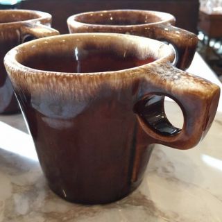 Set Of 8 Hull Usa Brown Drip Glaze Pottery Oven Proof Coffee Mug Cup 10 Oz