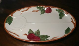 Vtg.  Franciscan Ware Apple Pottery Divided 13 3/4 " Oval Dip Serving Dish Platter