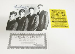 Pete Best The Beatles Hand Signed B/w 8 X 10 Photo With C.  O.  A.  (a)