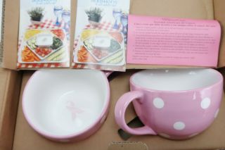 Pampered Chef Simple Additions Pink Polka Dot 2 Large Cups Set 5414 Cancer