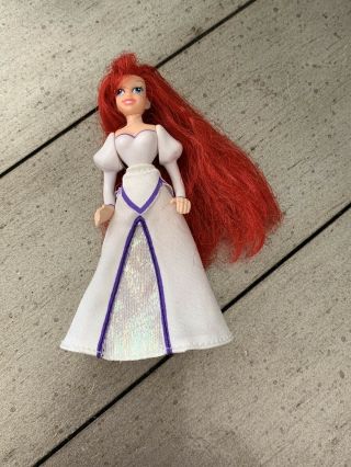 Polly Pocket Little Mermaid 4 " Princess Ariel Doll Bride Fabric Dress
