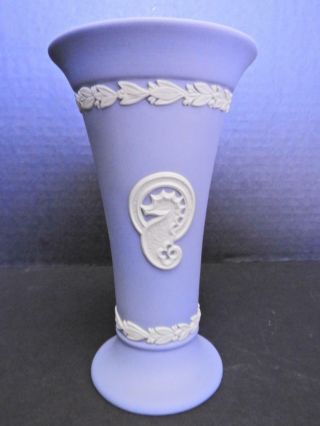 Vintage Light Blue Wedgwood Seahorse 5 3/4 " Tall Vase