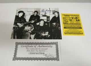 Pete Best The Beatles Hand Signed B/w 8 X 10 Photo With C.  O.  A.  (b)