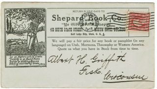 1917 Salt Lake City,  Ut Cancel On Ad Cover For Shepard Book Co. ,  Mormon Related