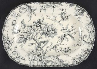 222 Fifth Adelaide Grey & White 14 " Oval Serving Platter 9831752