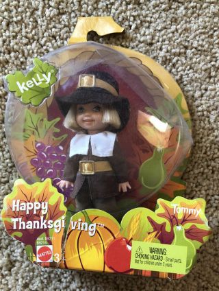Barbie Kelly Club Happy Thanksgiving Pilgrim Tommy Doll 1994 With Pumpkin