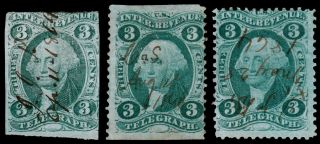 United States Revenue Scott R19a,  R19b,  R19c (1862 - 71) F,  Cv $133.  00 W