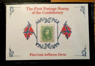 1861 Us/confederate States S Csa1,  5c Davis Green Stamp Postmarked Light