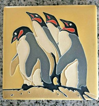 Motawi Tileworks Tile 6 X 6 " Paines Penguins Arts And Crafts