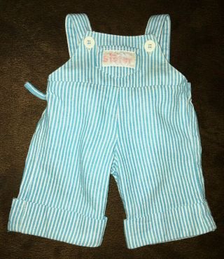 Vintage Playskool My Buddy Kid Sister Clothes Overalls 1990 Blue Stripes Euc
