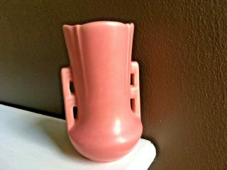 Small Matte Finish Pink Art Deco Pottery Vase American Made Circa 1930 Unmarked