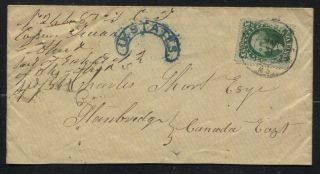 Us Sc 35 On Cover Ms To Canada East Blue Horseshoe U.  States Handstamp